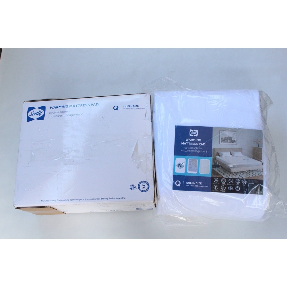 Sealy Warming Mattress Pad Queen Cotton Sateen Moisture Management